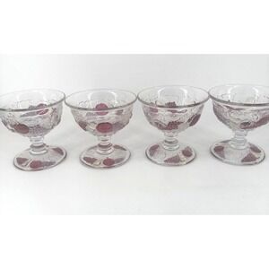 Sherbet Cups Glass Bowls Set of 4 VTG Westmoreland Della Robbia‎ Fruit Pattern